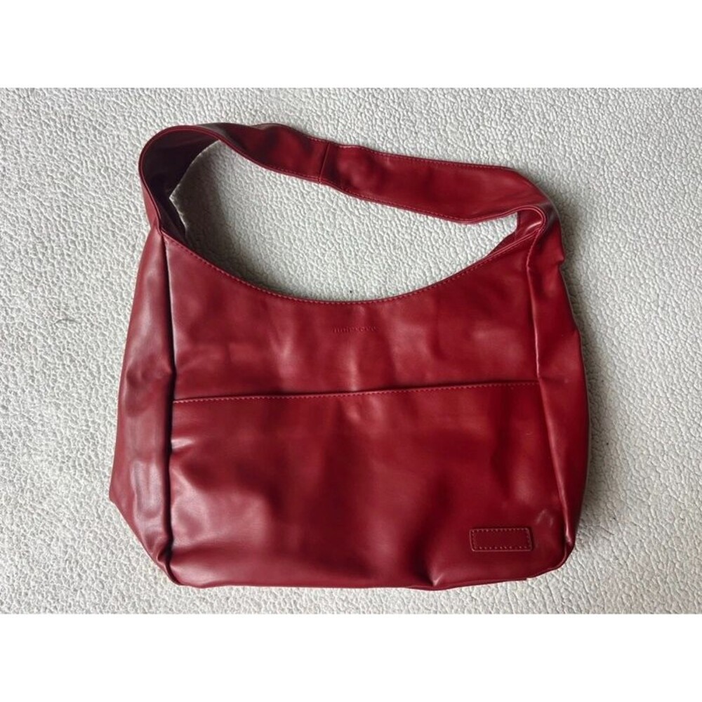 Noirvere Red Faux Leather Shoulder Bag Large